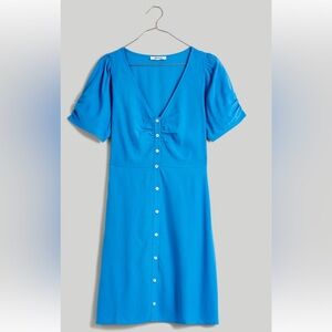 Madewell Blue Puff Sleeve Midi Sundress